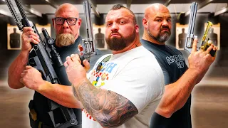 Shooting Competition w/ Brian Shaw & Nick Best (LOSER GETS EXTREME WAX) - Eddie Hall