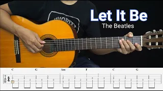 LET IT BE - The Beatles - Fingerstyle Guitar Tutorial TAB + Chords + Lyrics