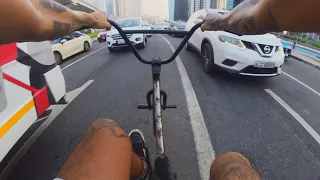 BMX Riding in dubai main highway (sheikh zayed road) POV RAW