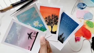 Making mini Polaroid paintings| Gouache paints| Pearlesque Artistry