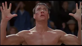 Frank Dux (Jean Claude Van Damme) getting blinded by Chong Li in 'Bloodsport.'