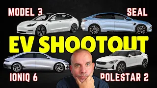 BYD Seal Vs Tesla Model 3 vs Polestar 2 vs Hyundai IONIQ 6 | Who Wins?