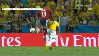 Neymar back injury vs Colombia World Cup 2014