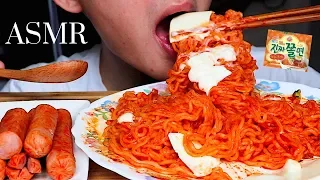 ASMR Eating Sounds | Spicy Chewy Noodles with Sausages (Chewy Sticky Eating Sound) | MAR ASMR