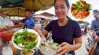 Cambodian Delicious Food For All Time - Countryside Breakfast - Khmer Rice Noodle With fish Curry