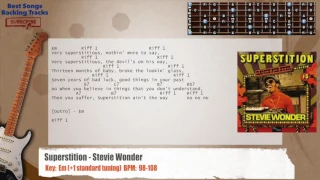 🎸 Superstition - Stevie Wonder Guitar Backing Track with chords and lyrics