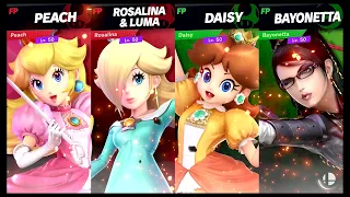 Super Smash Bros Ultimate Amiibo Fights  – Request #19432 Peach & Rosalina vs Daisy & Bayonetta