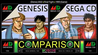 Final Fight (Sega Genesis vs Sega CD) Side by Side Comparison [Demo] Dual Longplay @vcdecide