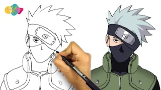 رسم كاكاشي من انمي ناروتو | تعليم الرسم الانمي | كيف ترسم انمي