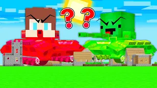 JJ AND MIKEY BECOME TANKS AND ATTACK THE VILLAGE IN MINECRAFT ! Mikey and JJ TANK VS ARMY.