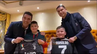 Ronaldo and Buffon meet with the childrens who jumped from the 5th floor during the quake in Albania