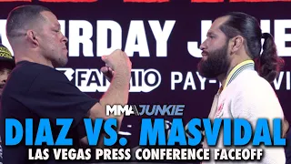 Nate Diaz vs. Jorge Masvidal Have Faceoff For Boxing Rematch After Las Vegas Press Conference