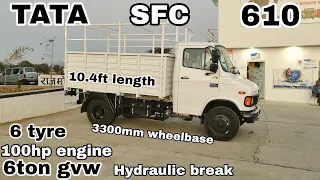 Tata sfc 610 hsd 100hp diesel engine truck 10.4ft load body length 6 tyre hydraulic break