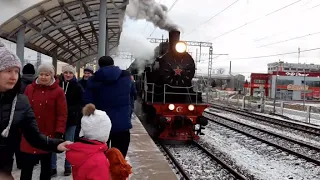 прибытие и отправка ретро поезда Чудово-Великий Новгород