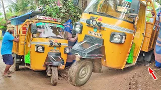 Auto video "PIAGGIO Ape" Trolley Rare Wheel Stuck in Mud Pulling my Man Power | Crazy Autowala