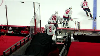 Capitals arrive for their pre-game warm-up at the Capitals @ Senators hockey game