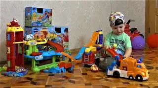 Автовоз Vtech и пожарная машина! Трофимка покажет как можно весело играть с такими игрушками! #vtech