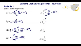 Zamiana ułamków na procenty i odwrotnie