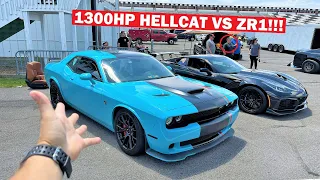 GUY in a 1,300HP TWIN TURBO Hellcat Talks Sh*t On My 1,000HP ZR1... So I Showed Up to RACE!