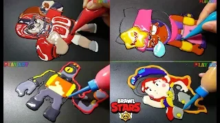 Pancake art Brawl Stars Touchdown Bull, Sandy, Popcorn Rico, Jessie, 팬케이크아트 터치다운불, 샌디, 팝콘리코, 제시 만들기