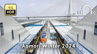 Japan - Aomori Winter 2024 Walking Tour [4K/HDR/Binaural]