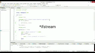 Пример использования библиотеки fstream c++ на вводе пароля.