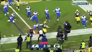 Aaron Rodgers pump fake touchdown run Packers vs Rams