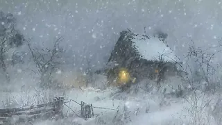 Fierce Snowstorm At The Old Wooden House - Frosty Mountain Wind Sounds for Deep Sleep