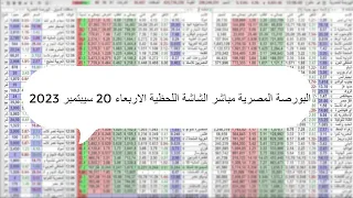 البورصة المصرية مباشر الشاشة اللحظية الاربعاء 20 سيبتمبر 2023