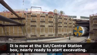 Angeli the tunneling machine arrives at 1st/Central Station