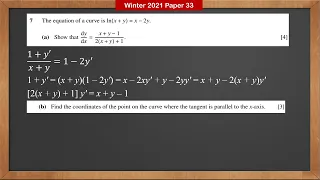 CAIE 9709 P3 Year 2021 Winter Paper 33 - Question 7