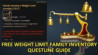 FREE WEIGHT LIMIT FAMILY INVENTORY QUESTLINE GUIDE (Timestamp & Subtitle Available)