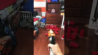 Cup tower vs hammer shot nerf gun