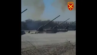 Ukraine's 43rd Artillery Brigade of 2S7 Pion artillery pieces on Russian Position #russiaukrainewar