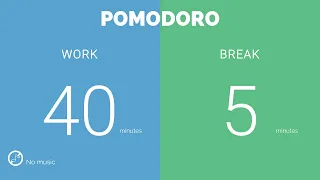 40 / 5  Pomodoro Timer || No music - Study for dreams - Deep focus - Study timer