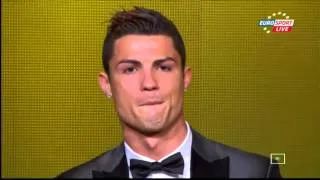 Cristiano Ronaldo crying after WIN  Ballon d'Or 2013 FIFA Player of the Year!