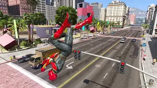 GTA 5 Iron Spiderman Motorcycle Epic Jump Stunts Fails Ragdolls Episode 33 (Euphoria Ragdolls)