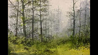 How to paint landscape of jungle in watercolor