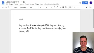 google dokumenter - jobbsøknad SFO