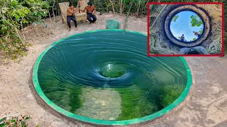 30 Days we built underground water slide and underground swimming pool.