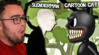 Reacting to CARTOON CAT vs SLENDER MAN the FIGHT!