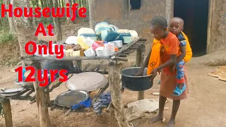 12 Year Old girl Who Does All Housework And Takes Care Of Her Family In An African Village