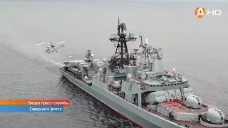 Отряд боевых кораблей и судов обеспечения Северного флота провёл в Охотском море учение