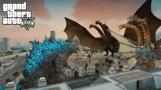 Godzilla and Kong vs King Ghidorah and MechaGhidorah - GTA V Mods