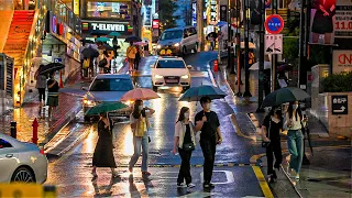 Walking on a Rainy Evening in Gangnam Seoul Virtual Tour Korea 4K HDR