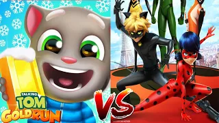 Talking Tom Gold Run Officer Tom VS Miraculous Ladybug and Cat Noir GAMEPLAY