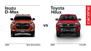 New Isuzu D-Max vs Toyota Hilux side-by-side visual comparison + specs MY 2021 / 2022