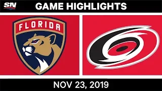 NHL Highlights | Panthers vs. Hurricanes – Nov. 23, 2019