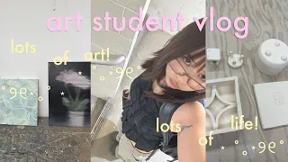 art student vlog - last week of making art, always at a cafe, little life stuff