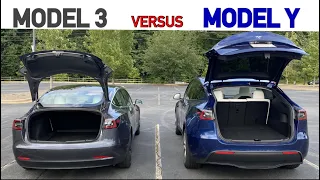 Tesla Model Y and Model 3 Trunk and Frunk Size Comparison